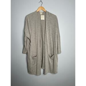 DONNI Women's Gray Textured Sand Wash Cotton Blend Open Fron‎ Cardigan OSFA NWT